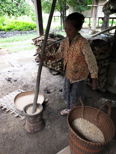 Femme pilant le riz - Tompuons